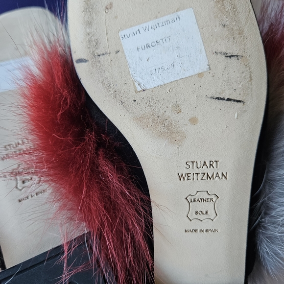 Stuart Weitzman Furgetit Fox Fur Flats Multicolored Mules Size M5.5 - Picture 11 of 17